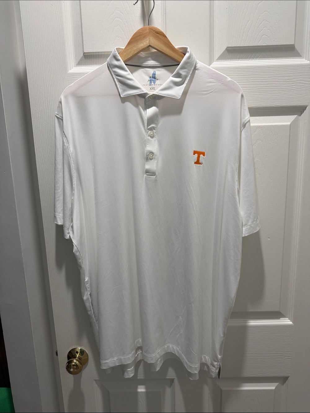 johnnie-O White Polo with Orange 'T' Chest Logo
